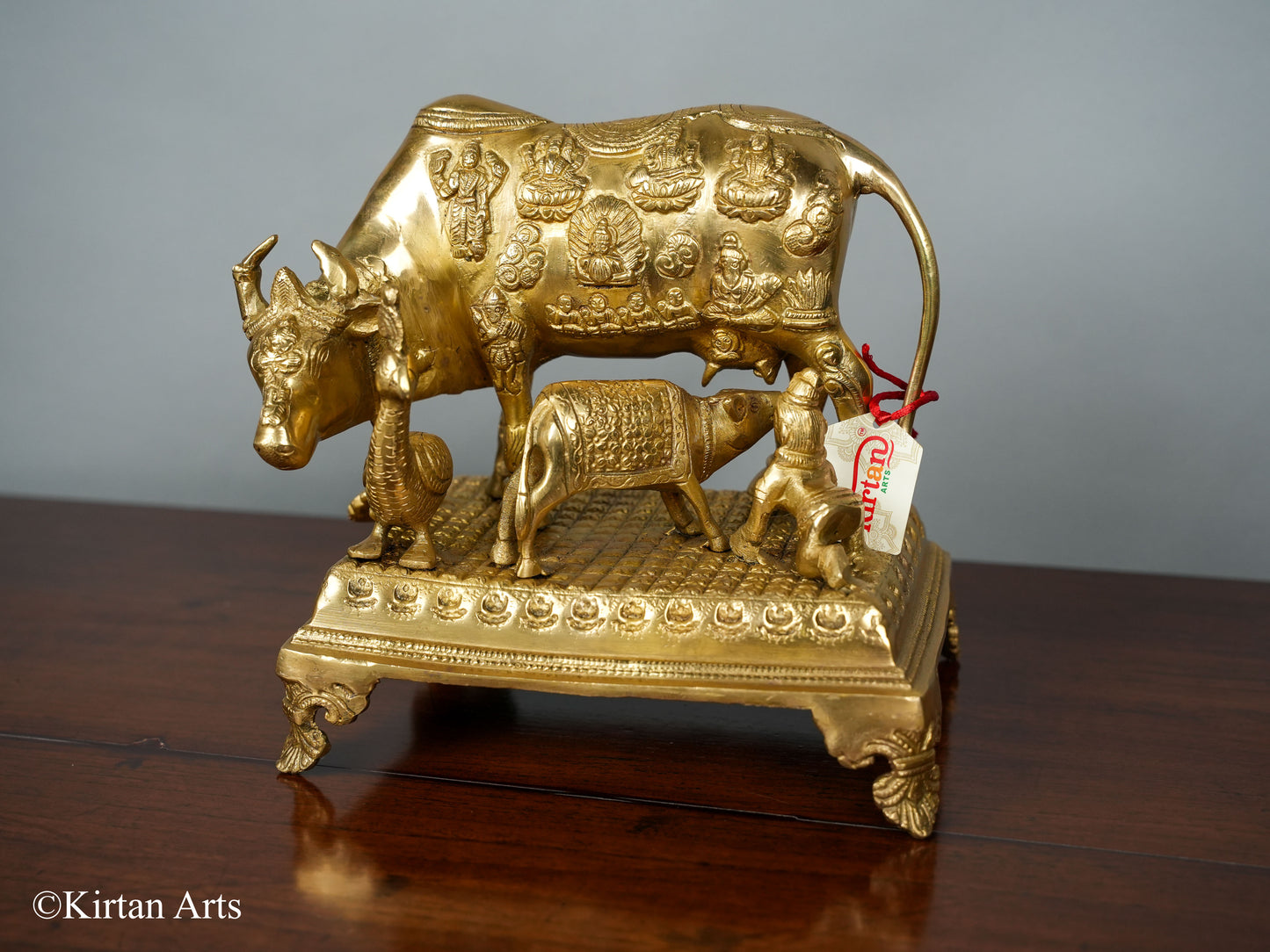 Brass Cow with Calf (Kamdhenu) 9.5"