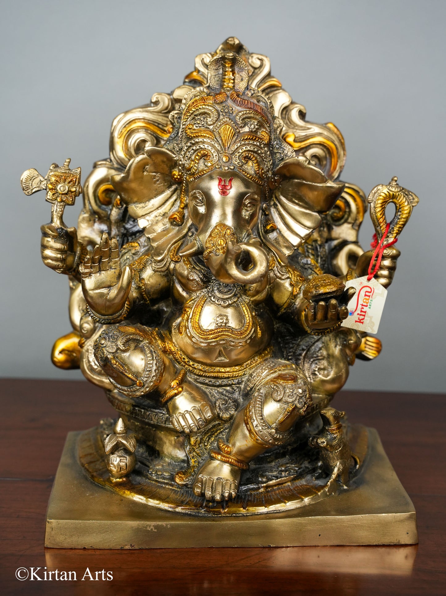 Brass Ganesha with Arch Triple Color 16.5"