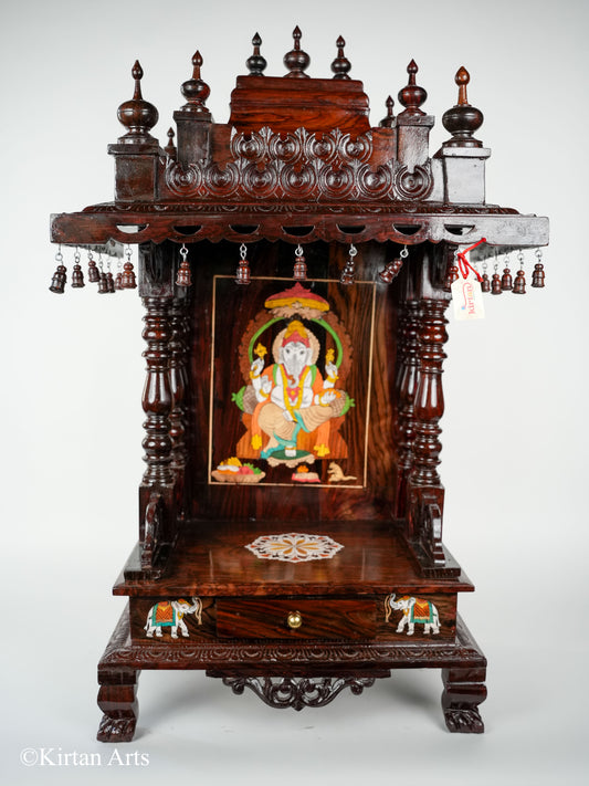 Rosewood Mandir 37" Inlay Ganesha