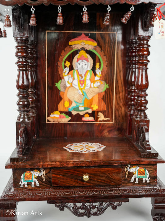 Rosewood Mandir 37" Inlay Ganesha