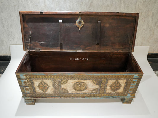 Wooden Chest/Trunk | Brass and Iron | Distress Finish