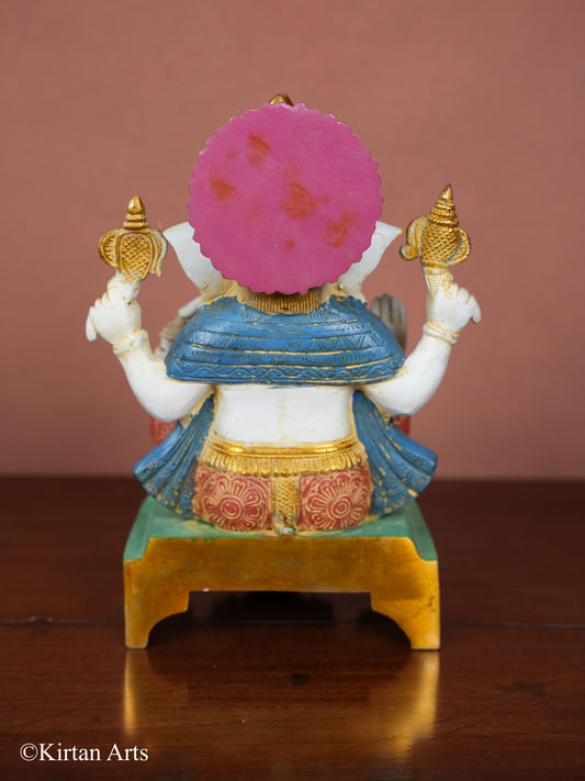 Brass Ganesha Multicolor finish 11"