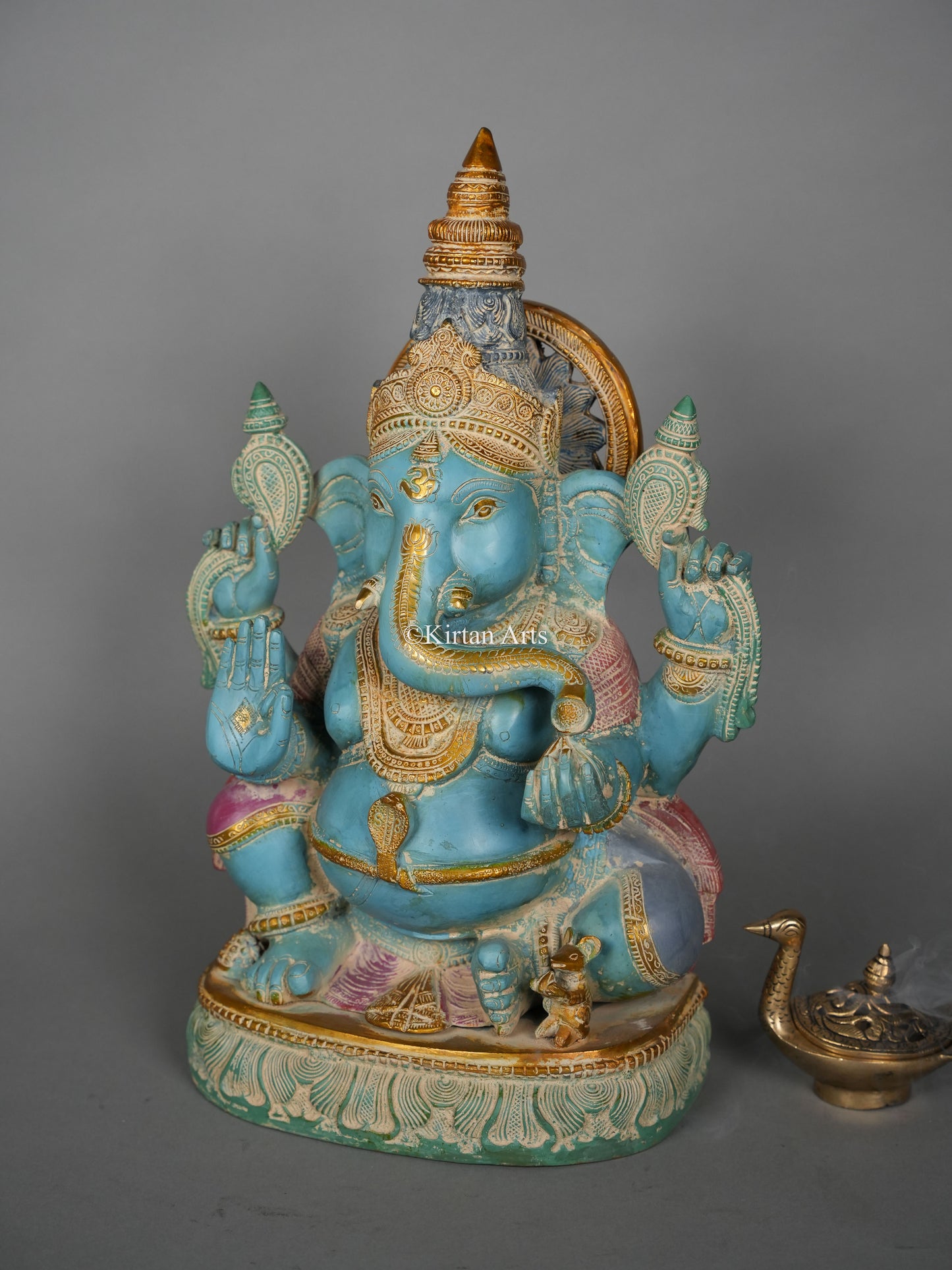 Brass Ganesha in Blue Gold | 19.5 Inches