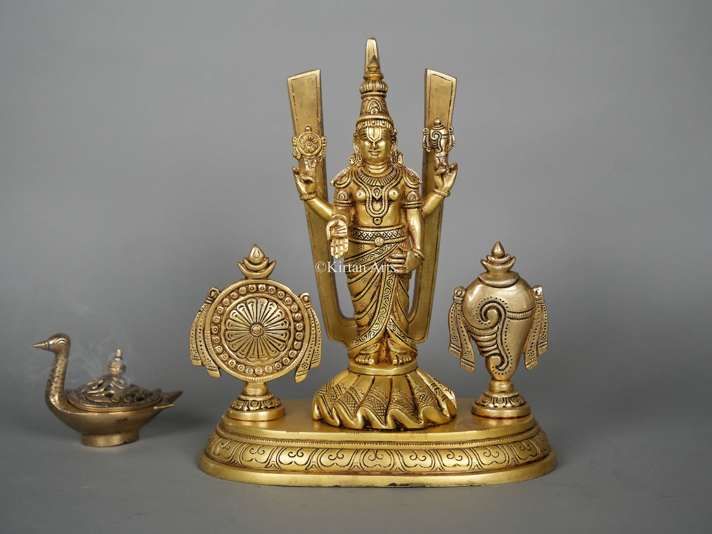 Brass Tirupati Balaji Idol with Shank Chakra 14"