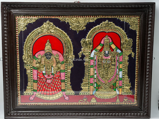 Tirupati Balaji and Padmavati Tanjore Painting 21x27
