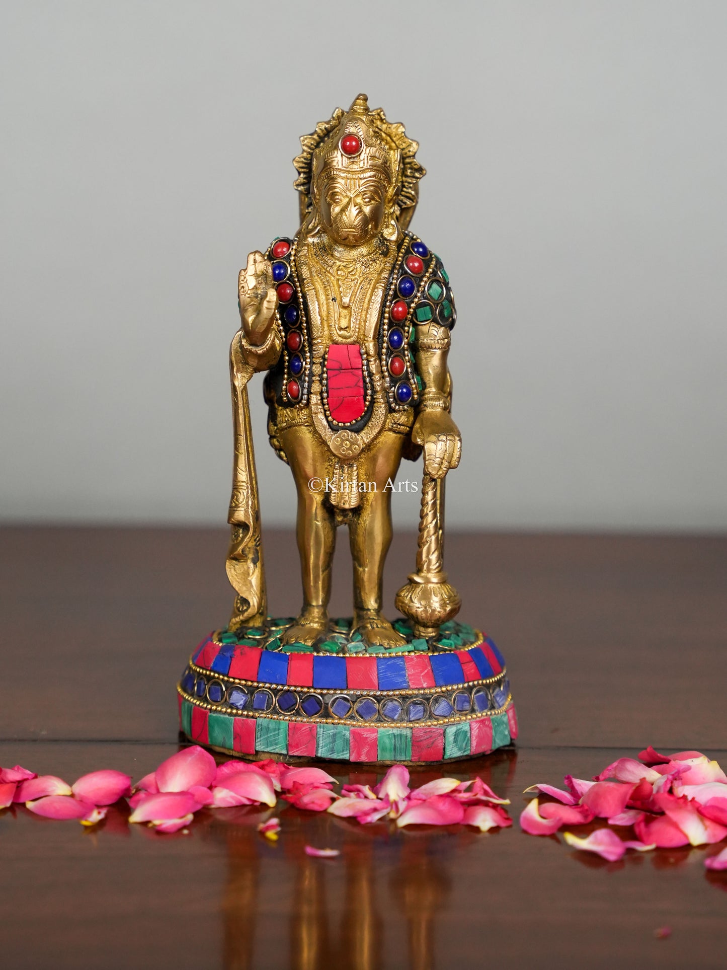 Brass Lord Hanuman Stonework 7"