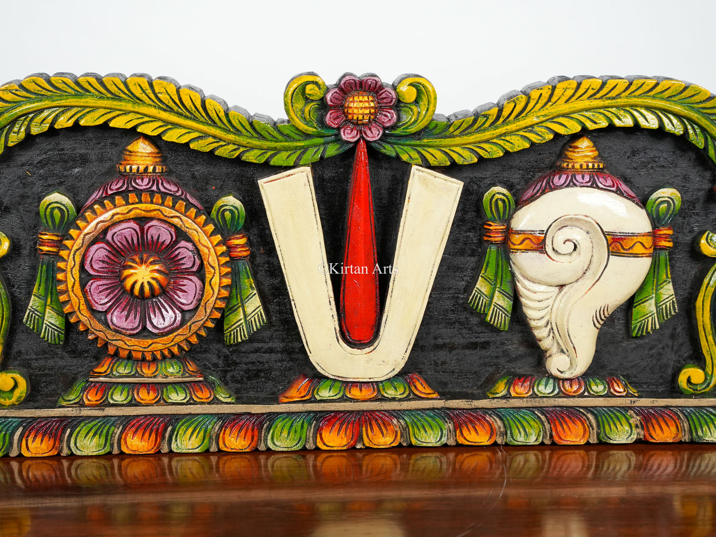 36" Shank Chakra Tilak (Nama) Wooden Panel | Hand Carved