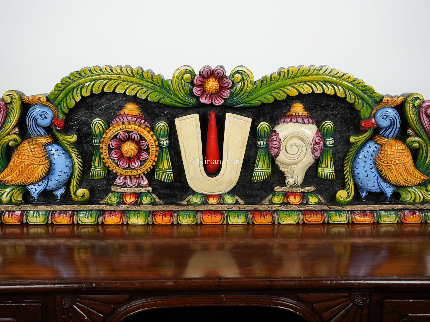 36" Shank Chakra Tilak (Nama) Wooden Panel | Hand Carved