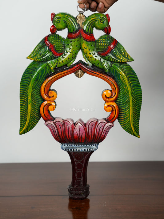 Wooden Parrot Wall Decor/Mirror | 18" | Painted
