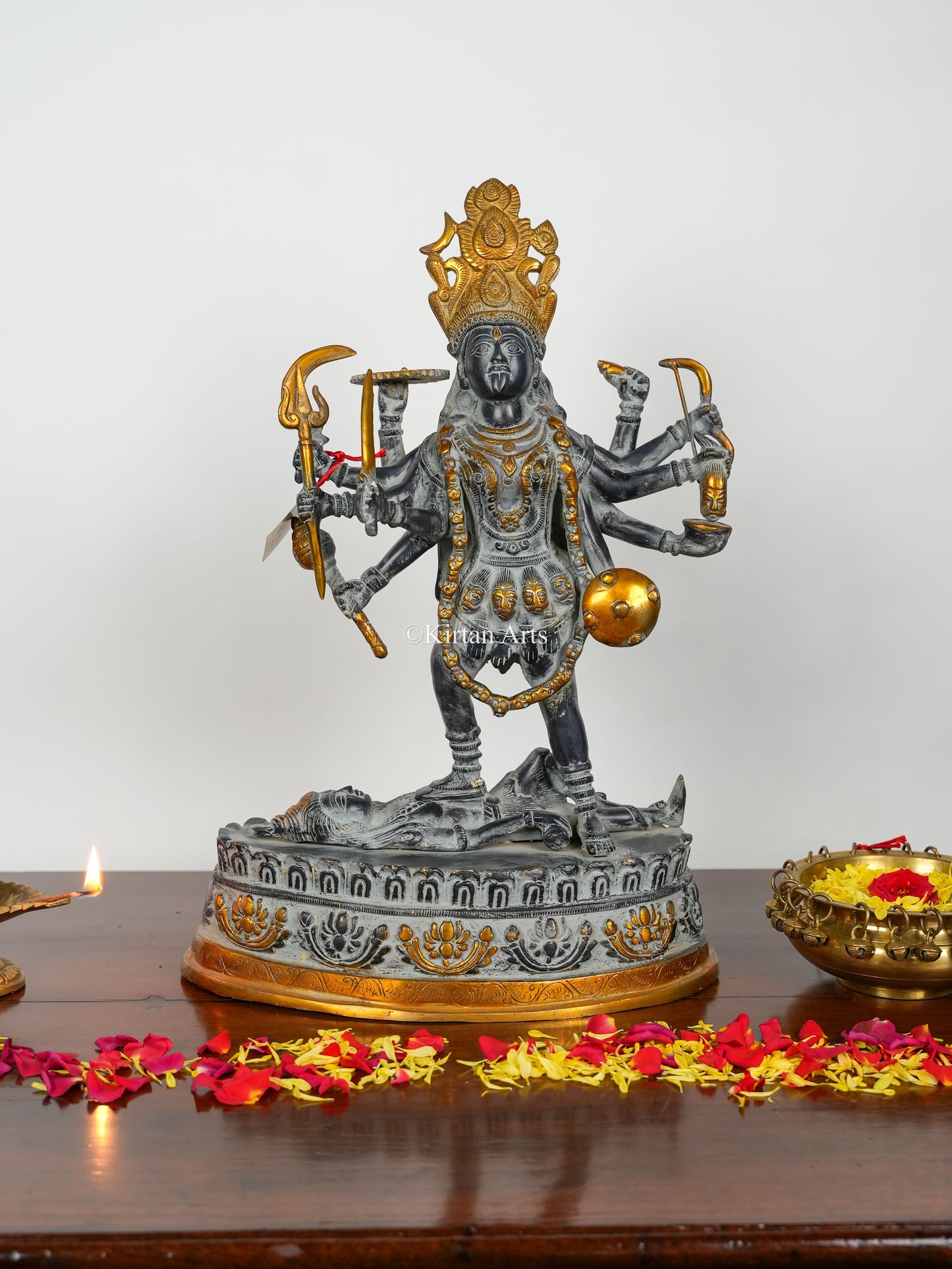 Brass Kali Mata Murti | Antique Finish | 20"