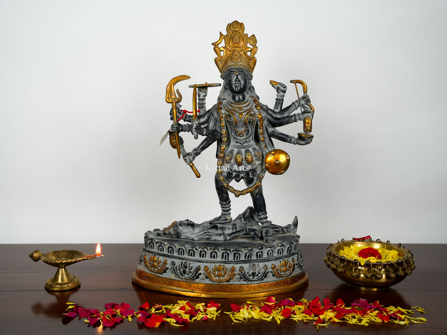 Brass Kali Mata Murti | Antique Finish | 20"