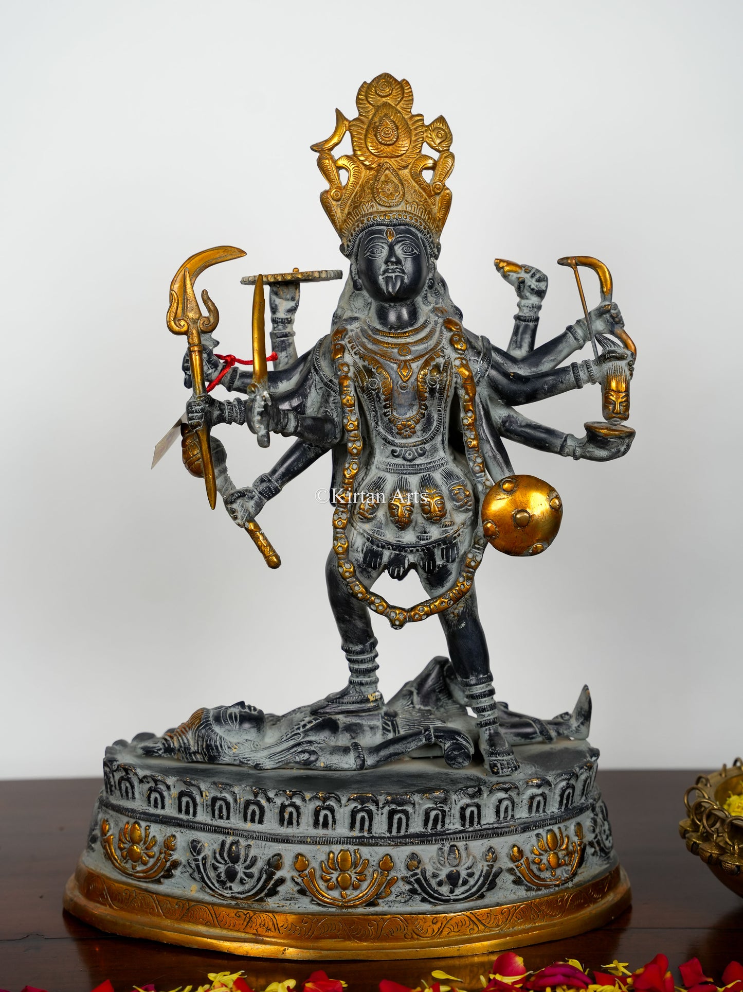 Brass Kali Mata Murti | Antique Finish | 20"