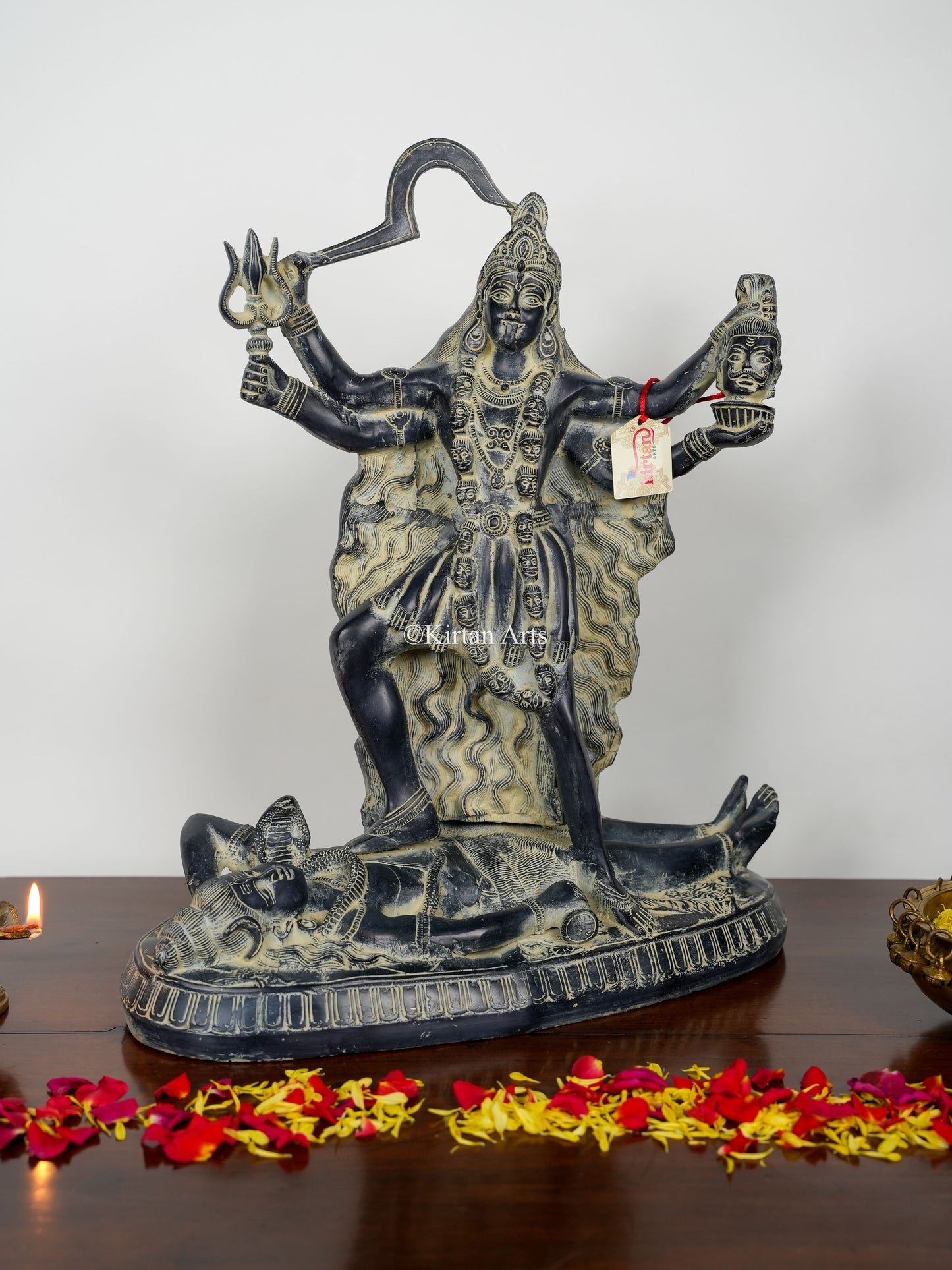 Brass Kali Mata Murti | Mahakaali | Antique Finish | 20.5"