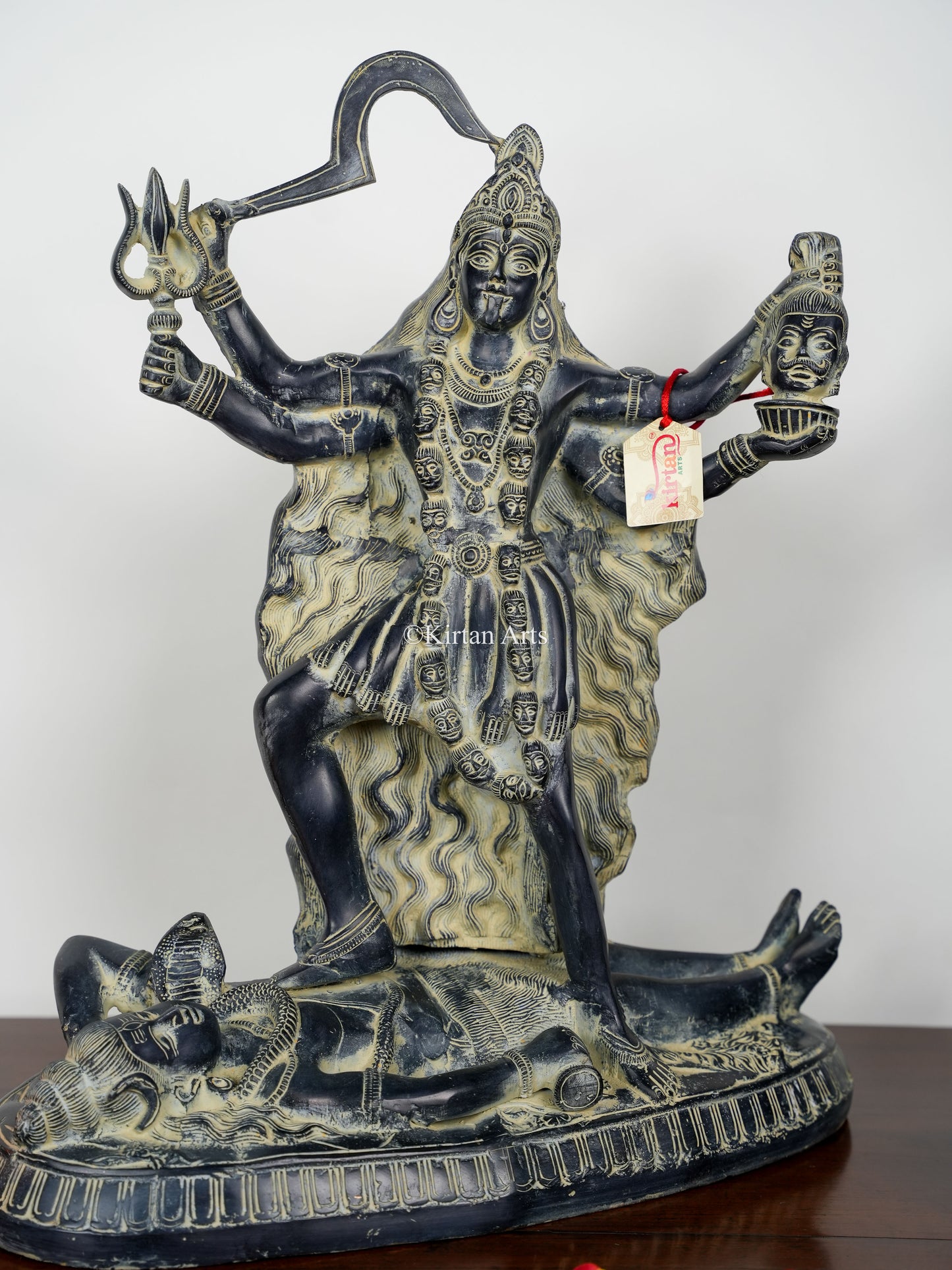Brass Kali Mata Murti | Mahakaali | Antique Finish | 20.5"
