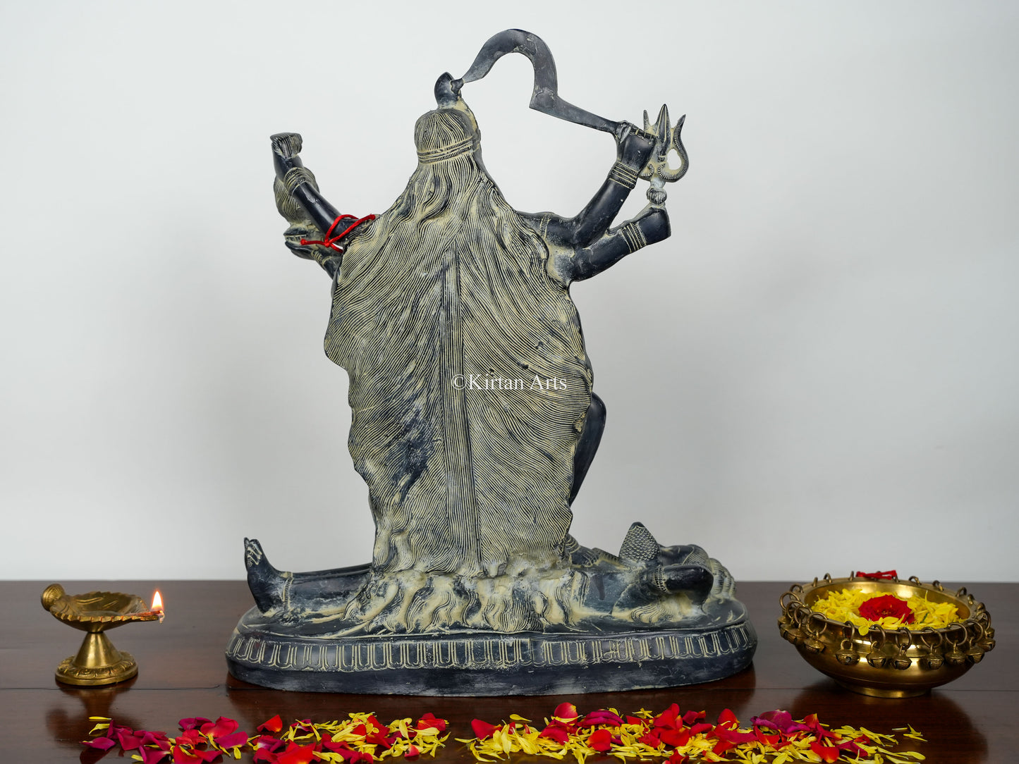 Brass Kali Mata Murti | Mahakaali | Antique Finish | 20.5"
