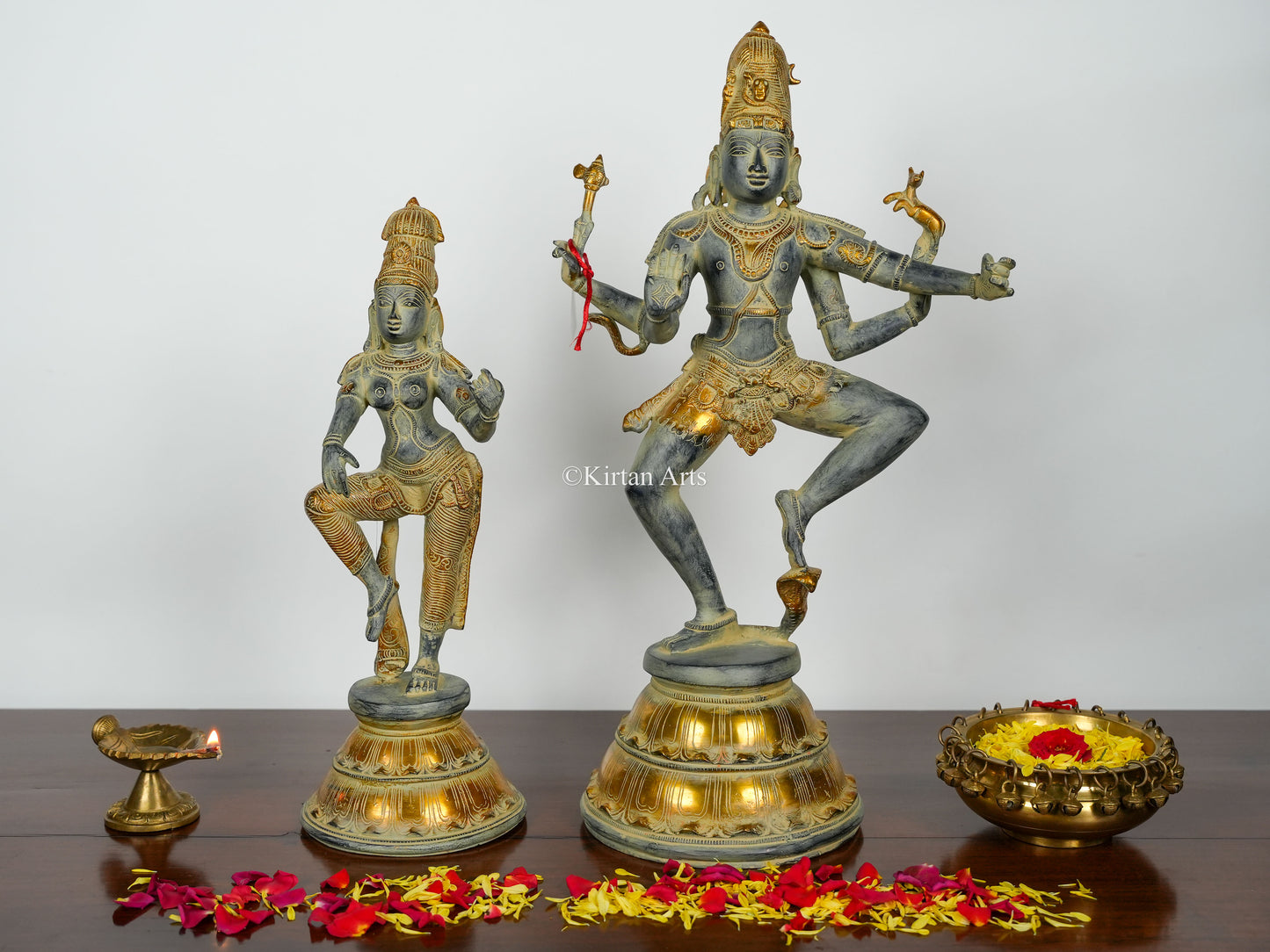 Brass Lord Shiva and Parvati | Antique Finish | 21.5"