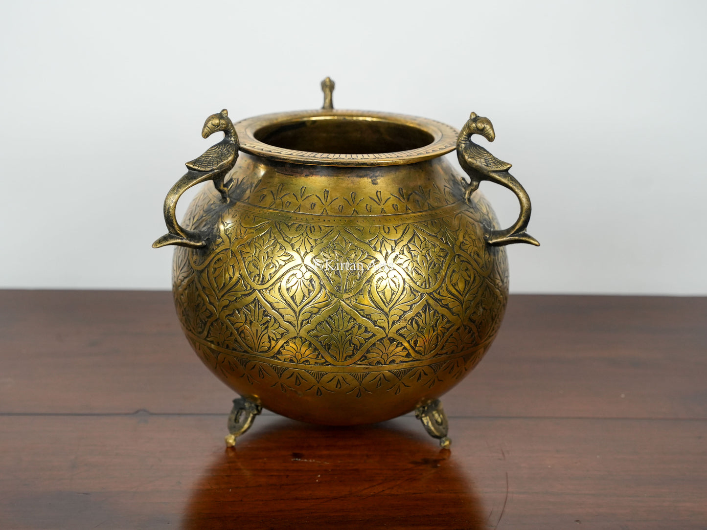 Carved Brass Planter/Pot | 18" | Antique Finish