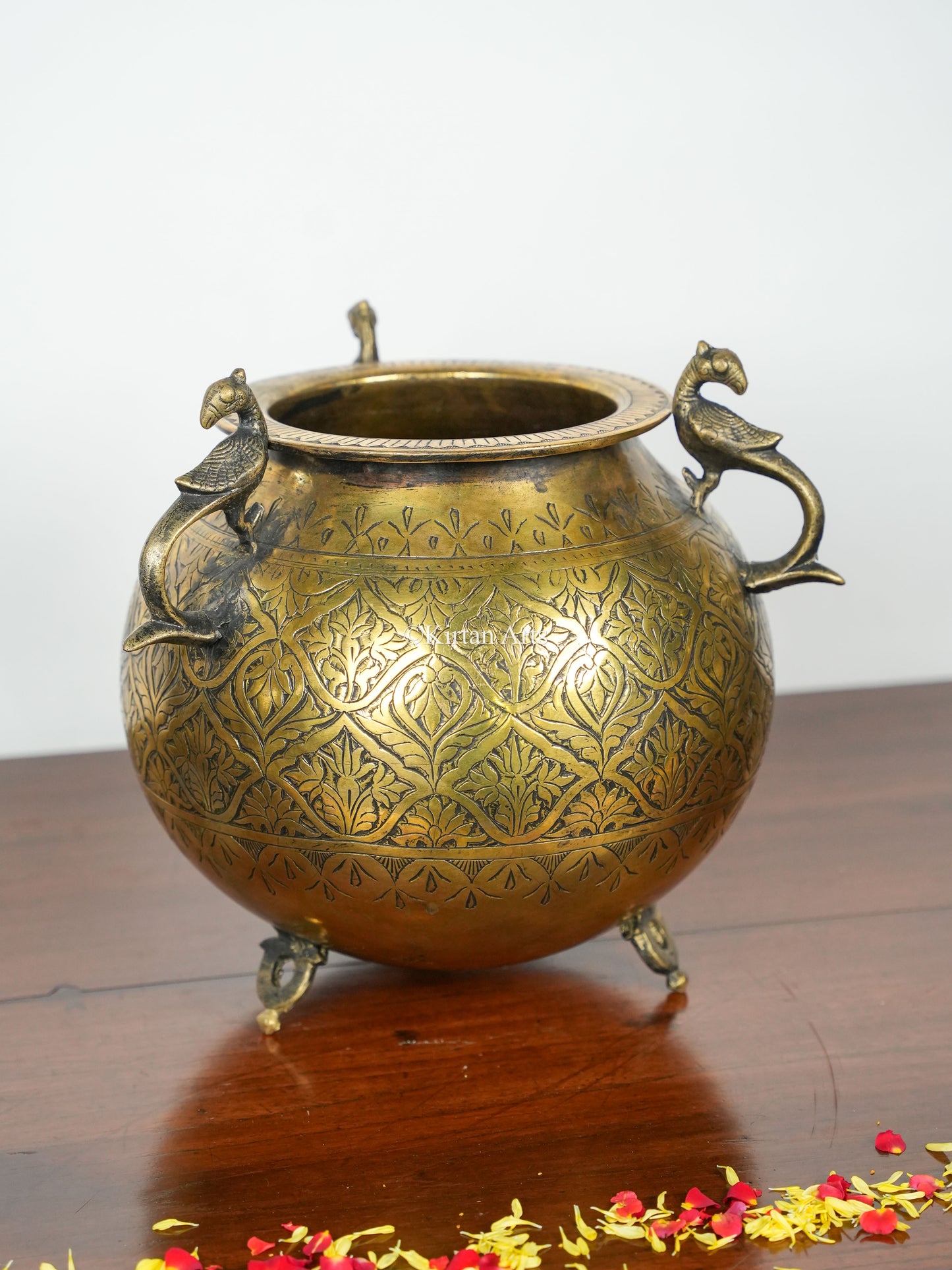 Carved Brass Planter/Pot | 18" | Antique Finish