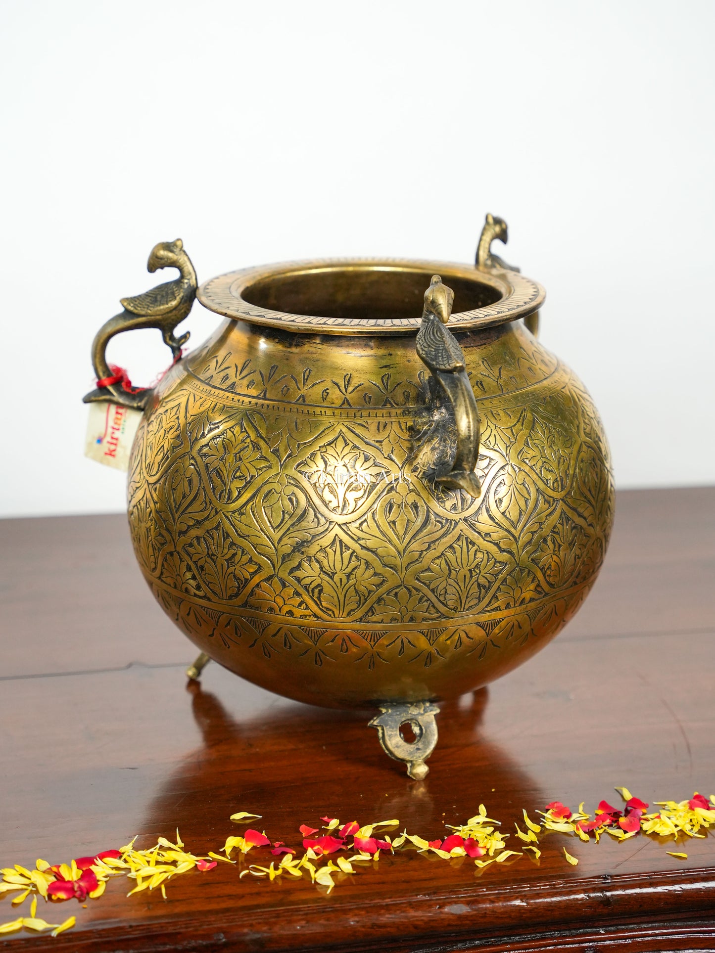 Carved Brass Planter/Pot | 18" | Antique Finish