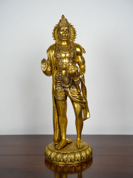 Pure Brass Lord Hanuman Standing | Bahubali Style | 23"
