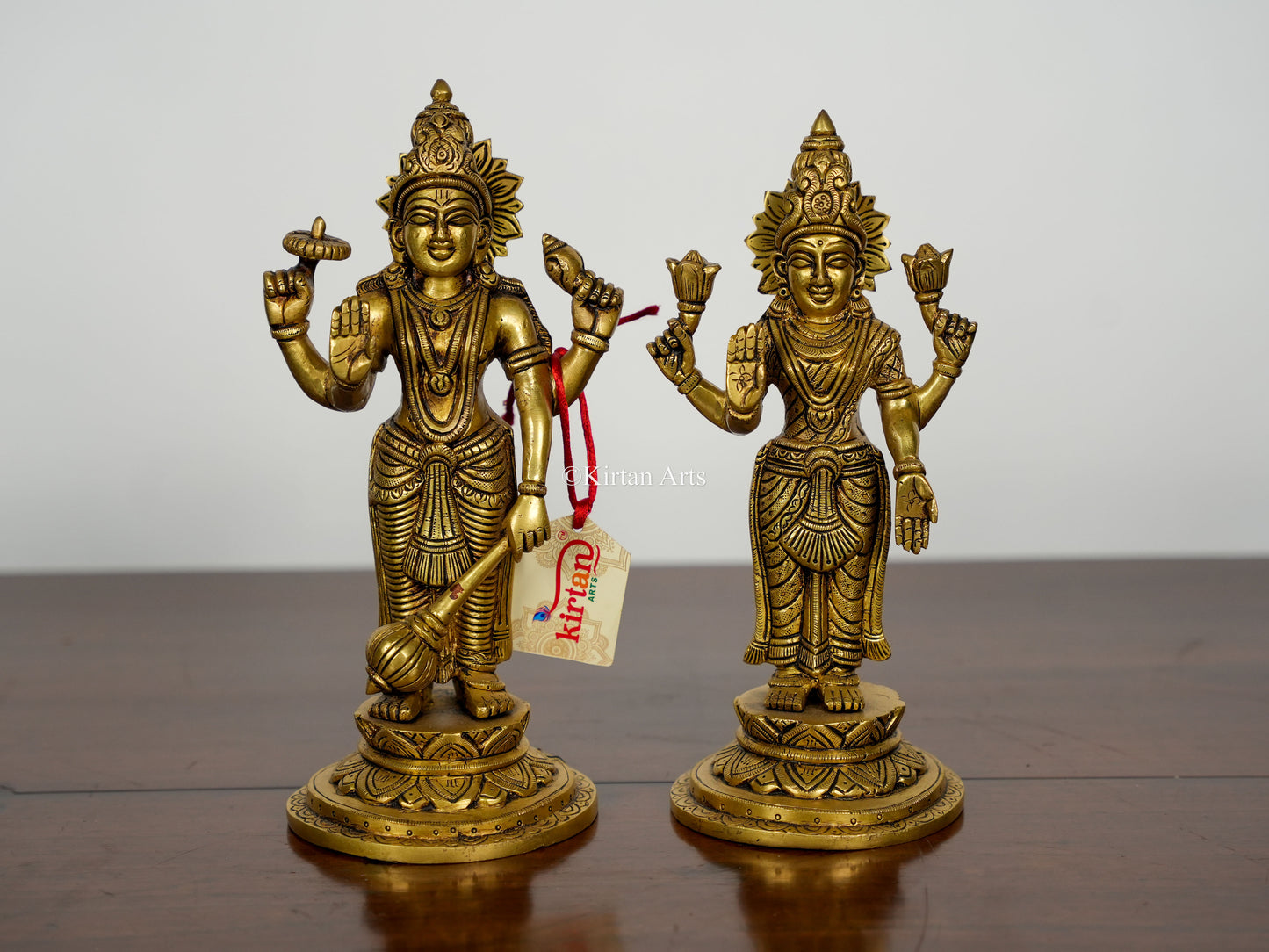 Pure Brass Lord Vishnu and Lakshmi | 9"