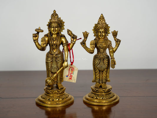 Pure Brass Lord Vishnu and Lakshmi | 9"