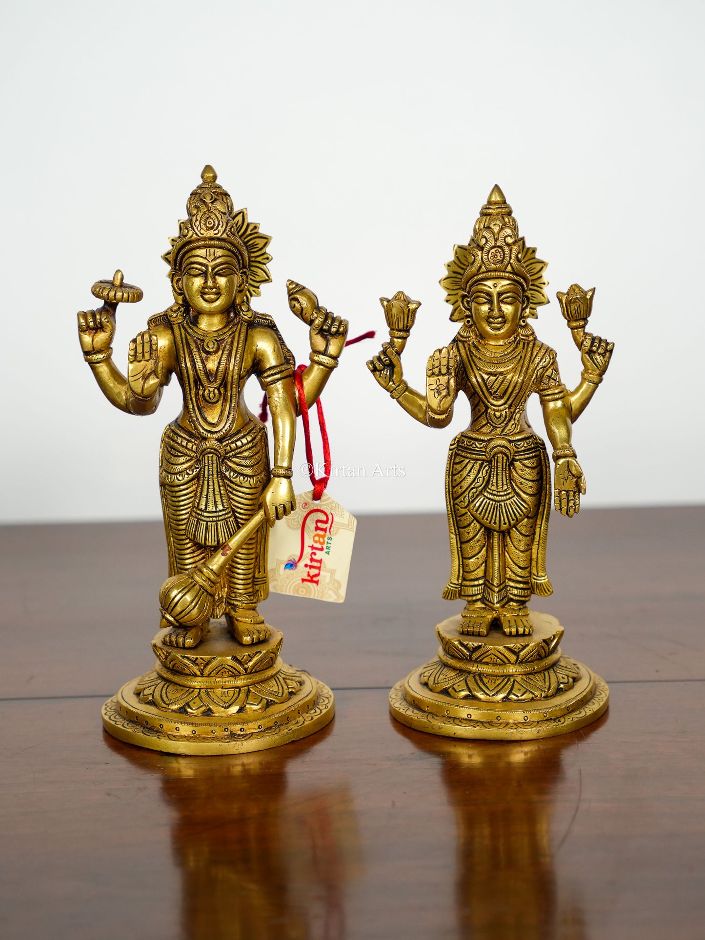 Pure Brass Lord Vishnu and Lakshmi | 9"