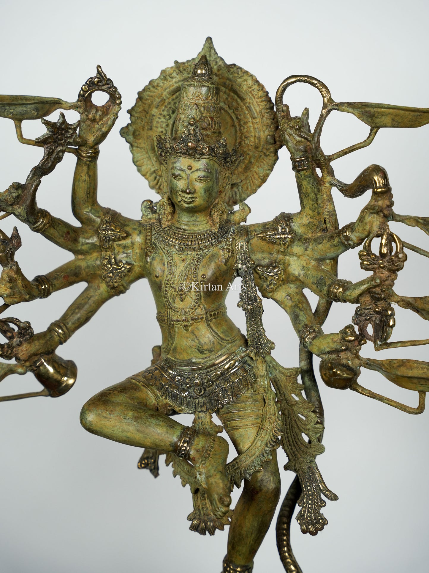 Lord Krishna on Kaliya Naag Sculpture | Balinese Bronze | 25"|