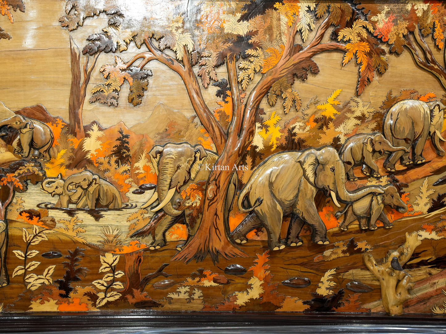 Rosewood Elephant Embossed Panel Artwork | 8x4 Ft