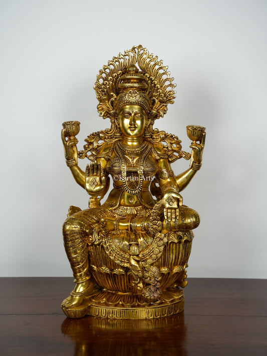 Majestic Goddess Lakshmi Brass Statue | Super Fine | 25"