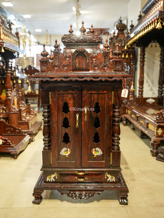 Rosewood Puja Mandir w Doors | 48"