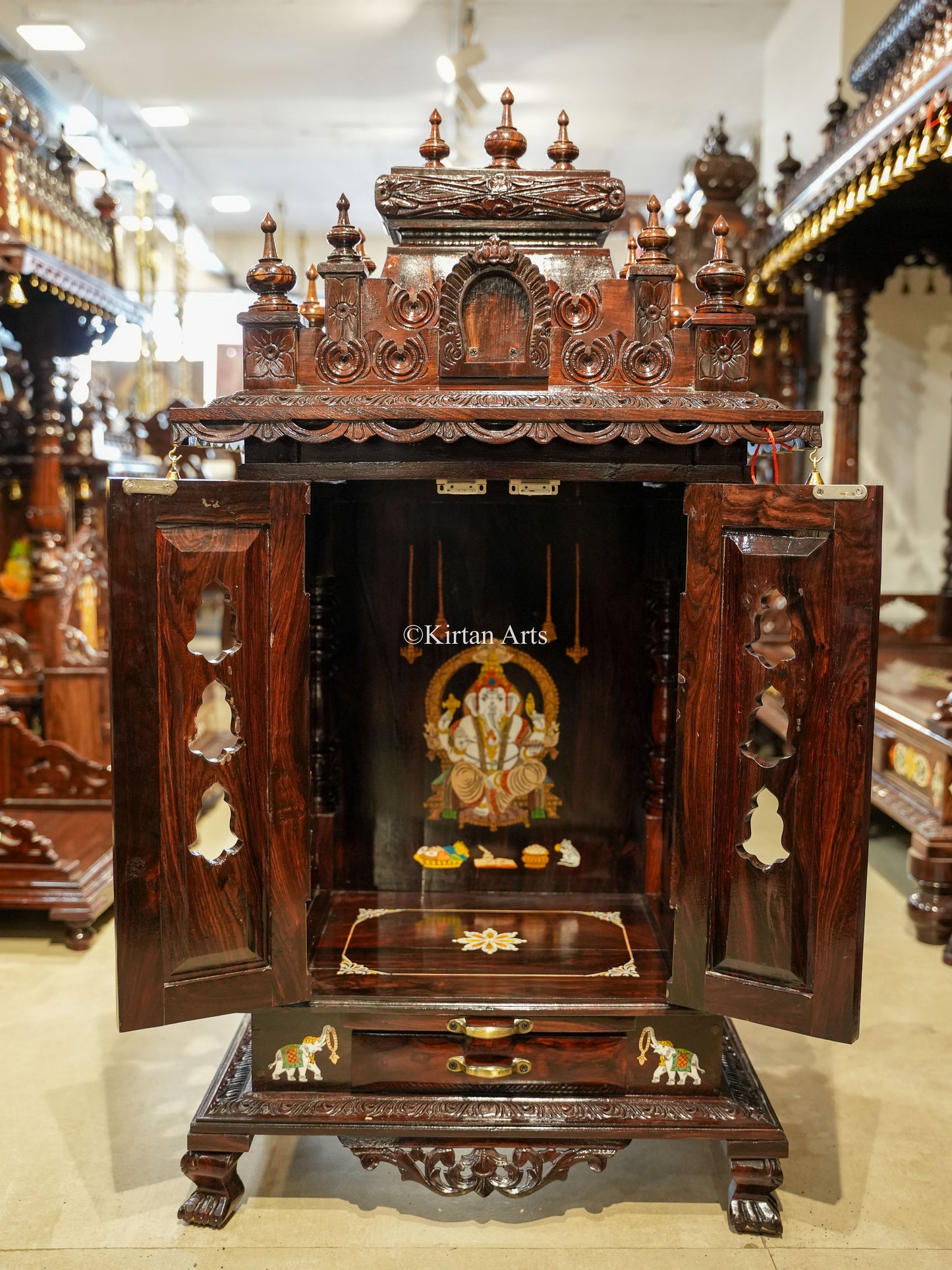 Rosewood Puja Mandir w Doors | 48"