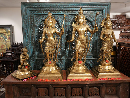 Bronze Ram Darbar | Hoysala Sculpture | 4Pc Set | 34"
