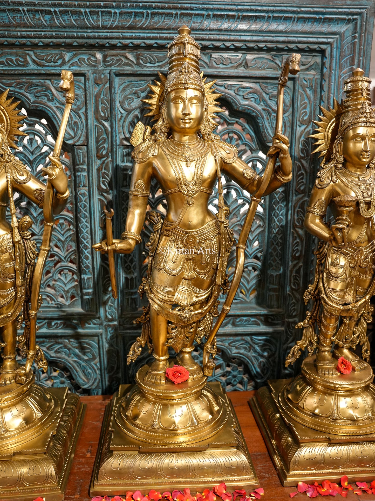 Bronze Ram Darbar | Hoysala Sculpture | 4Pc Set | 34"