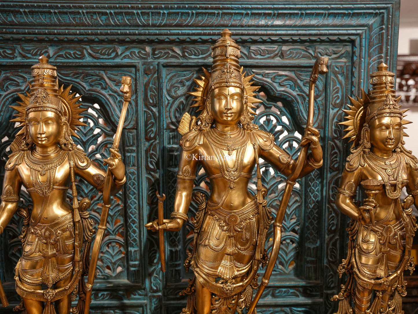 Bronze Ram Darbar | Hoysala Sculpture | 4Pc Set | 34"