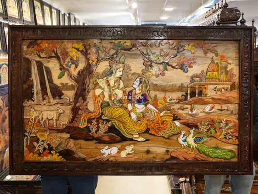 RadhaKrishna Rosewood Panel | 3D Embossed | 5x3 ft