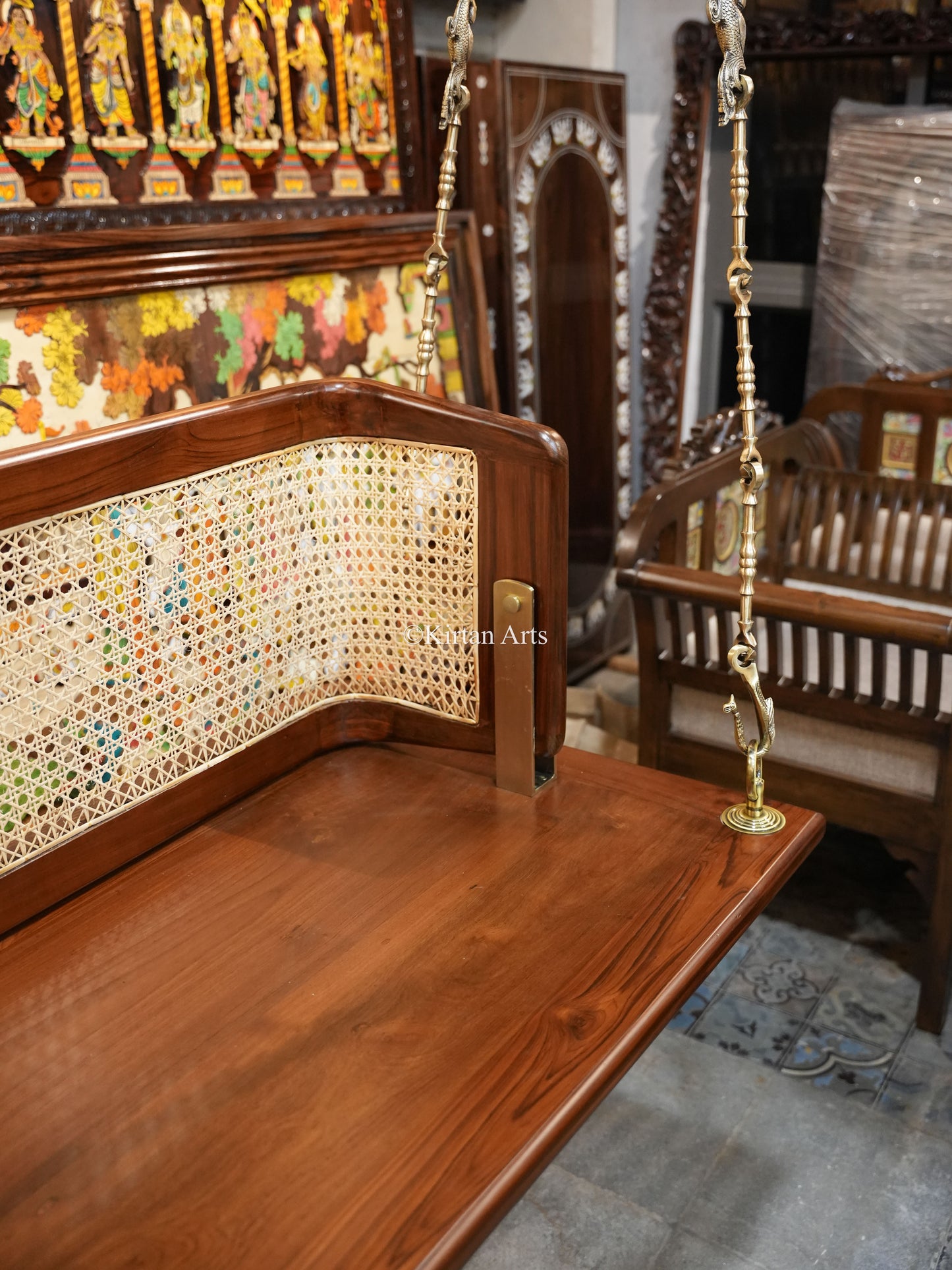 Teakwood Swing/Jhula/ Oonjal | Reversible Backrest | 5x2 ft | Original Cane work