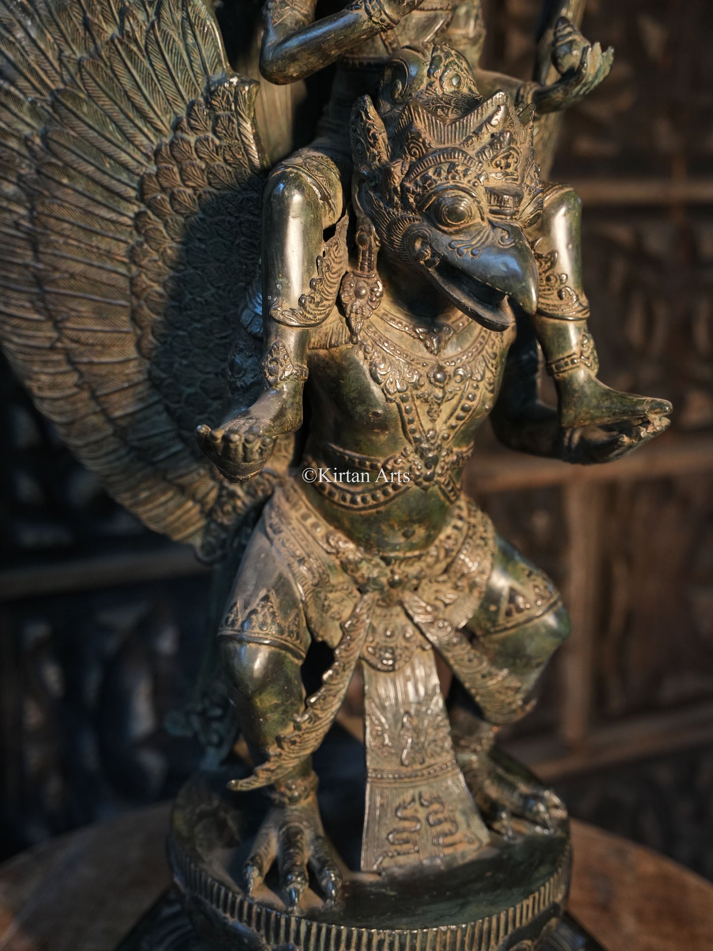 Lord Vishnu on Garuda Bronze Sculpture | Balinese | 40”