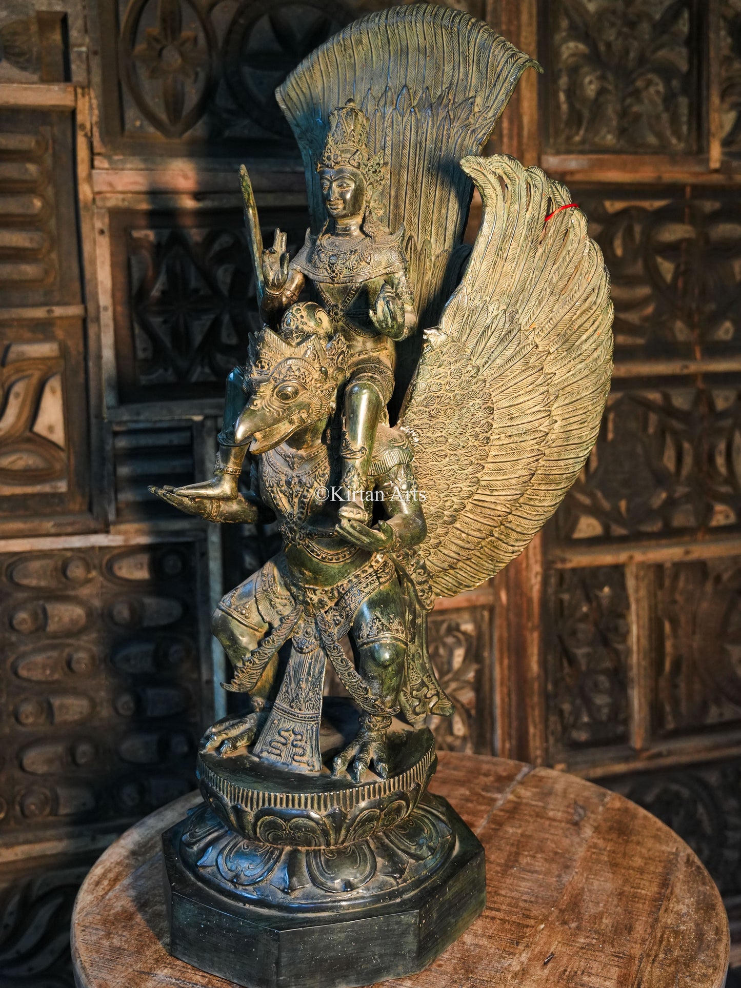 Lord Vishnu on Garuda Bronze Sculpture | Balinese | 40”