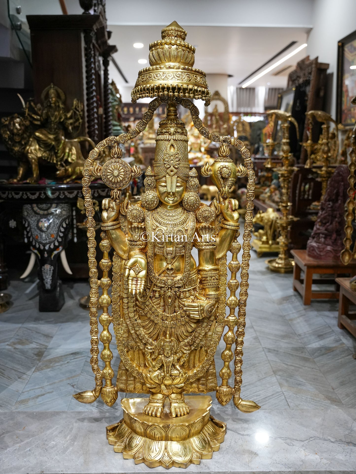 57" Large Brass Lord Tirupati Balaji Idol with Chatra | Fine Brass | 56 kg | Venkateswara Swamy