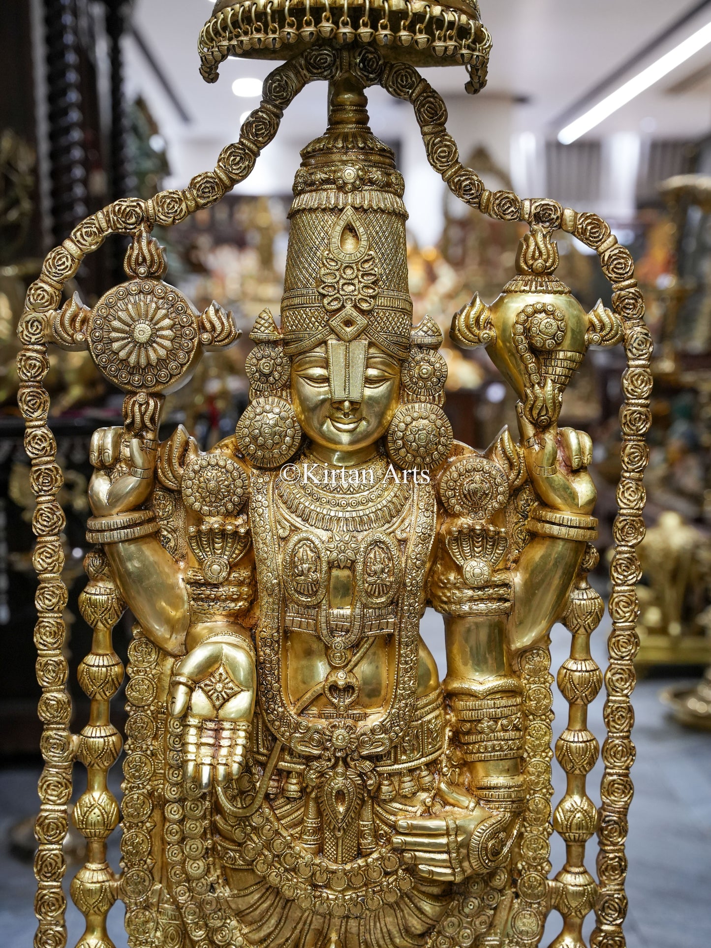 57" Large Brass Lord Tirupati Balaji Idol with Chatra | Fine Brass | 56 kg | Venkateswara Swamy