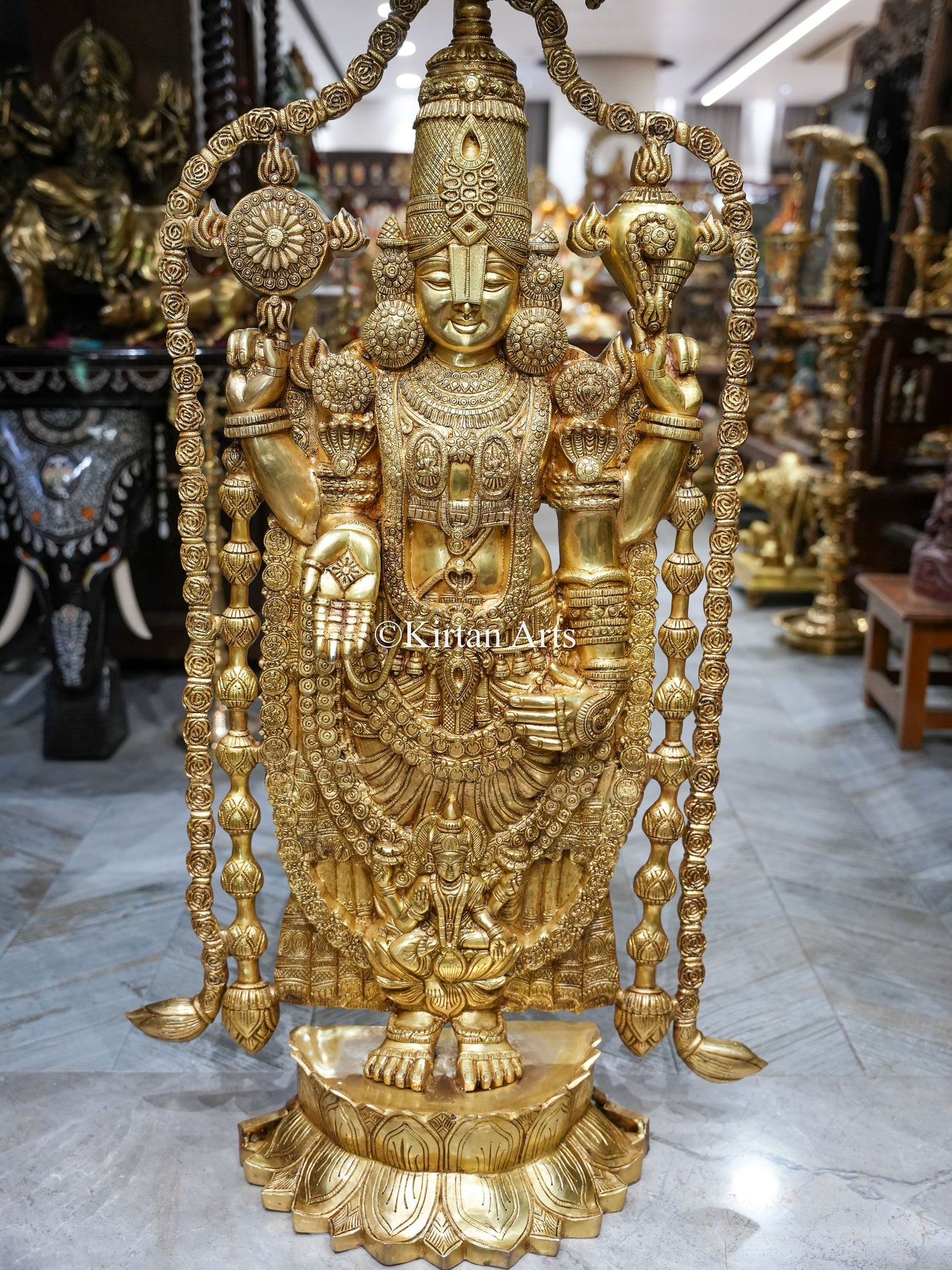 57" Large Brass Lord Tirupati Balaji Idol with Chatra | Fine Brass | 56 kg | Venkateswara Swamy