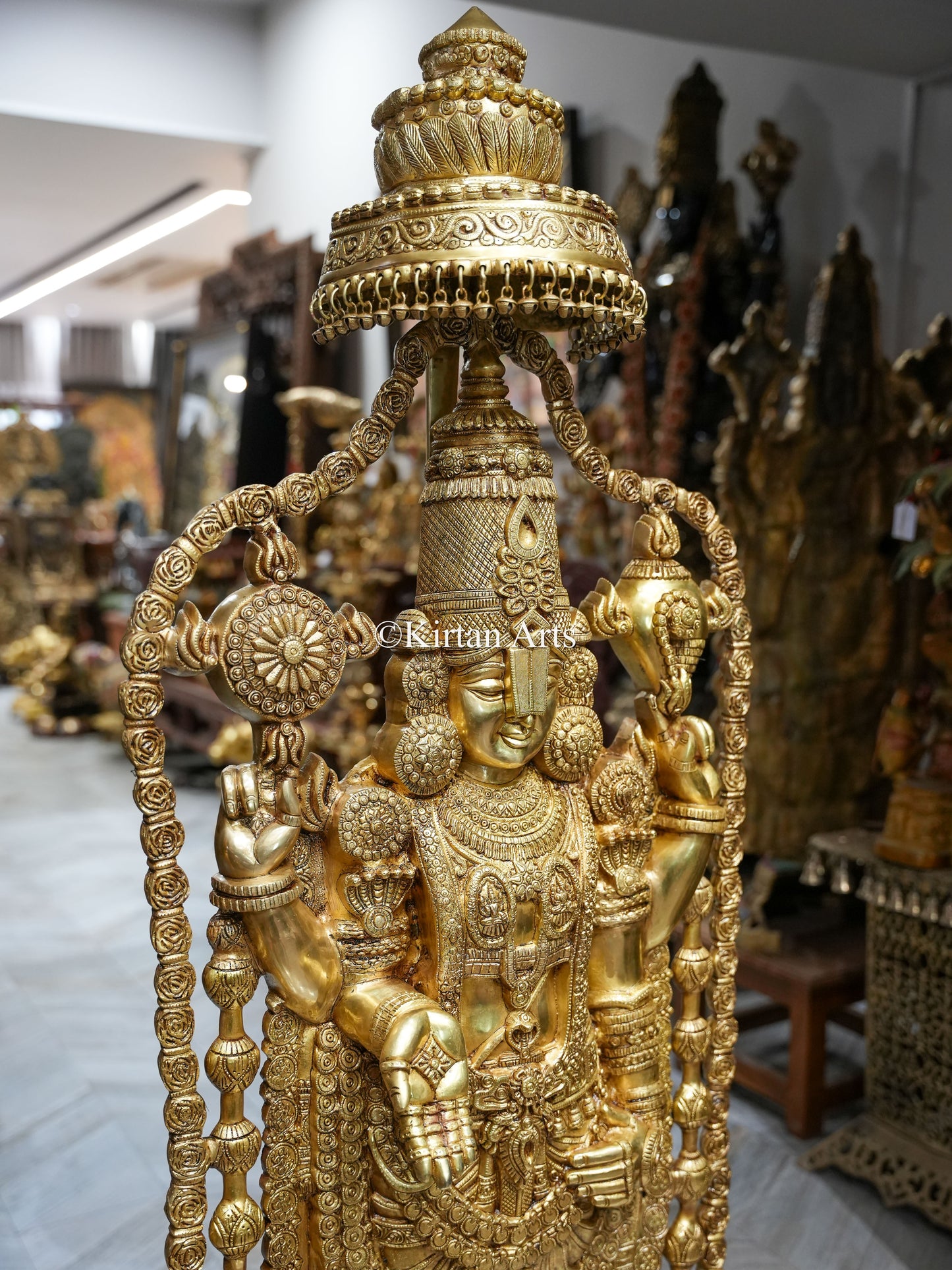 57" Large Brass Lord Tirupati Balaji Idol with Chatra | Fine Brass | 56 kg | Venkateswara Swamy