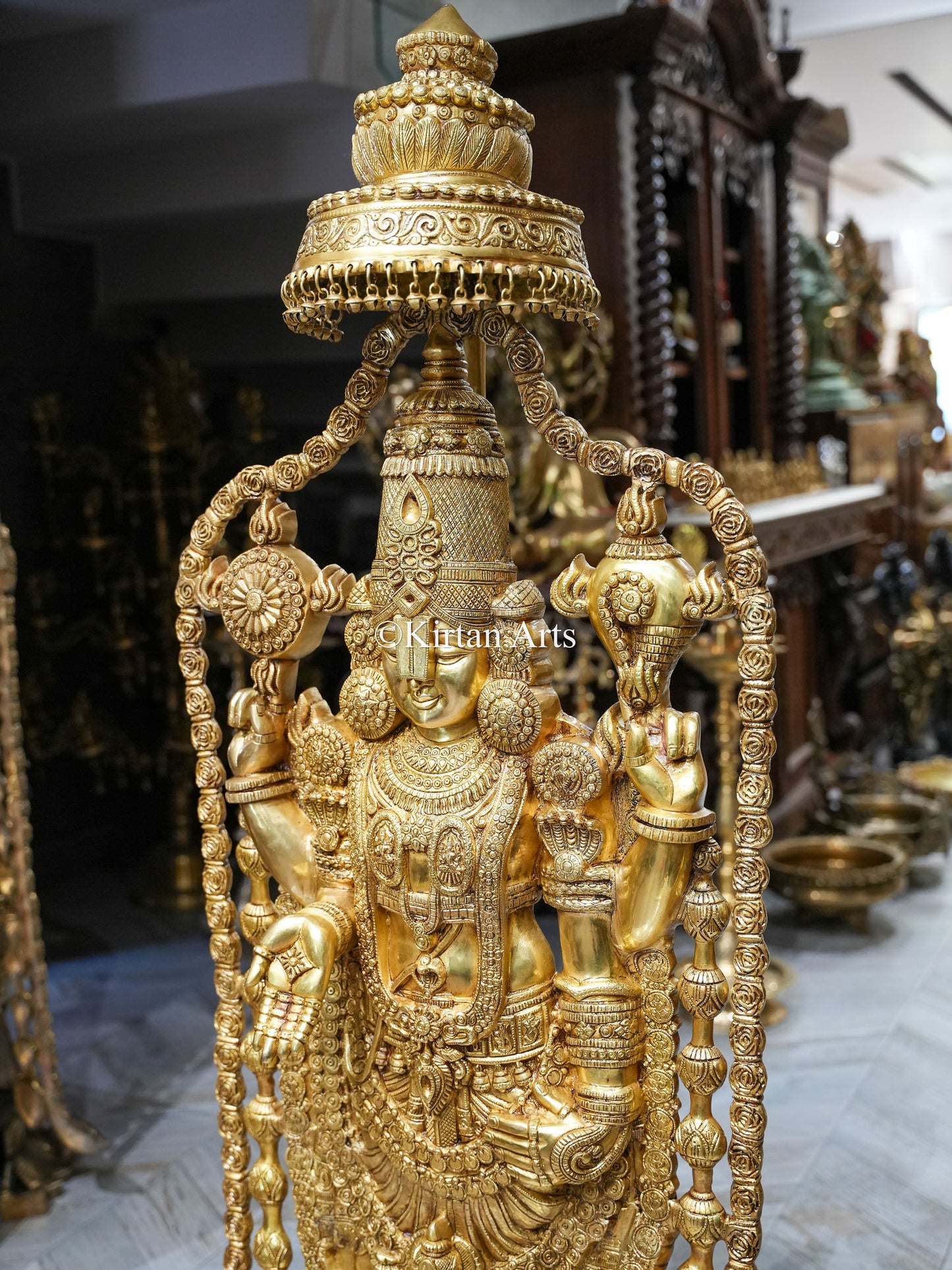 57" Large Brass Lord Tirupati Balaji Idol with Chatra | Fine Brass | 56 kg | Venkateswara Swamy