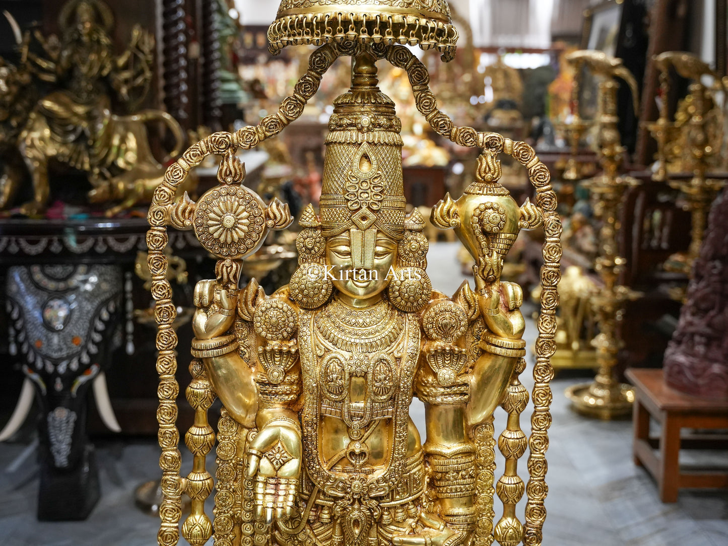 57" Large Brass Lord Tirupati Balaji Idol with Chatra | Fine Brass | 56 kg | Venkateswara Swamy