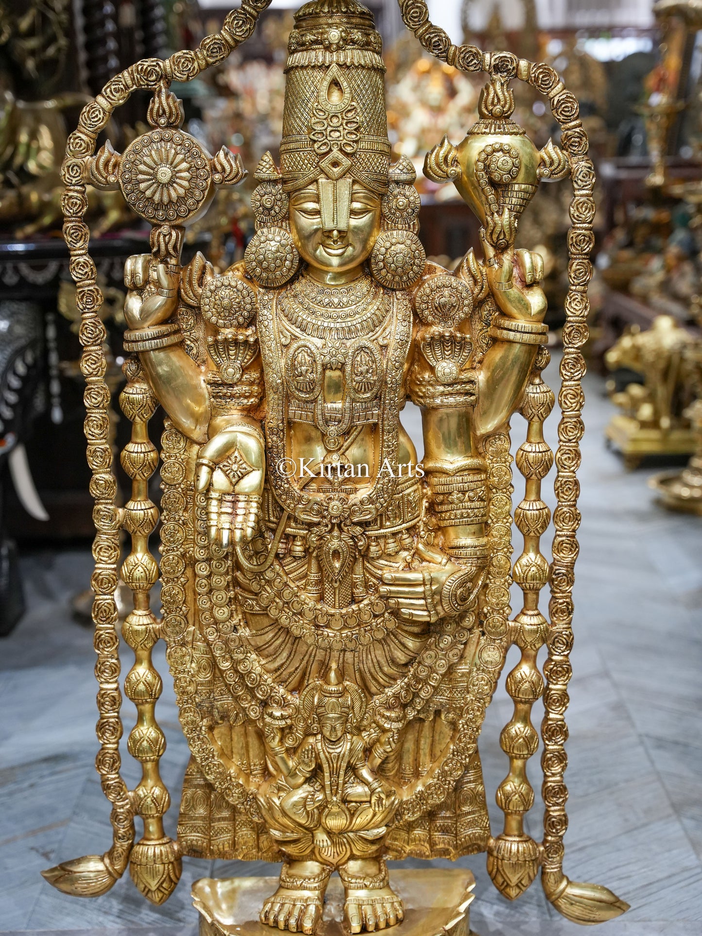 57" Large Brass Lord Tirupati Balaji Idol with Chatra | Fine Brass | 56 kg | Venkateswara Swamy