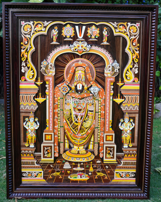 Lord Balaji Rosewood Panel | 4x3 ft | 3D Embossed | Finework