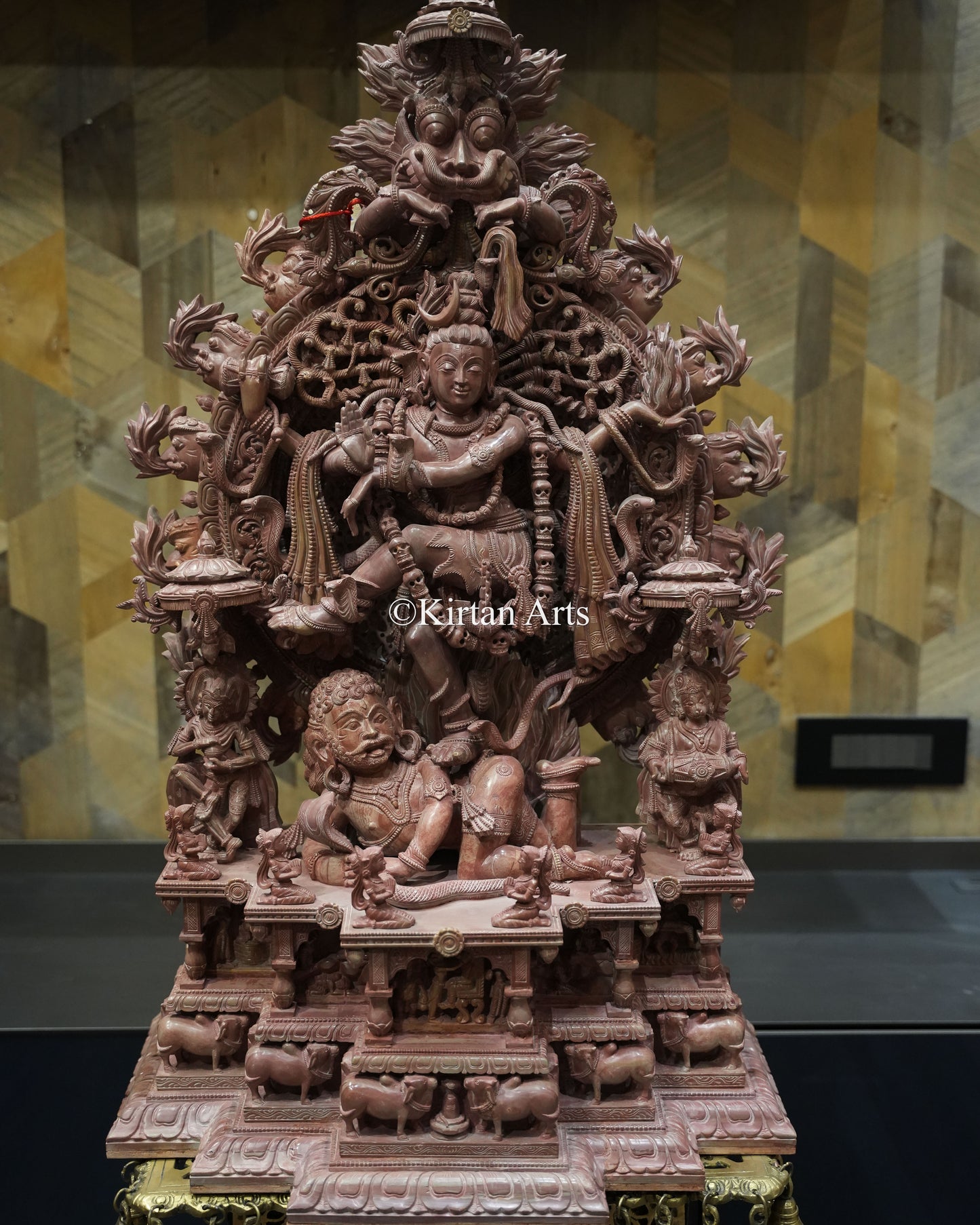 Lord Nataraja Stone Carving Idol | Pink Stone | Odisha Art | 37"