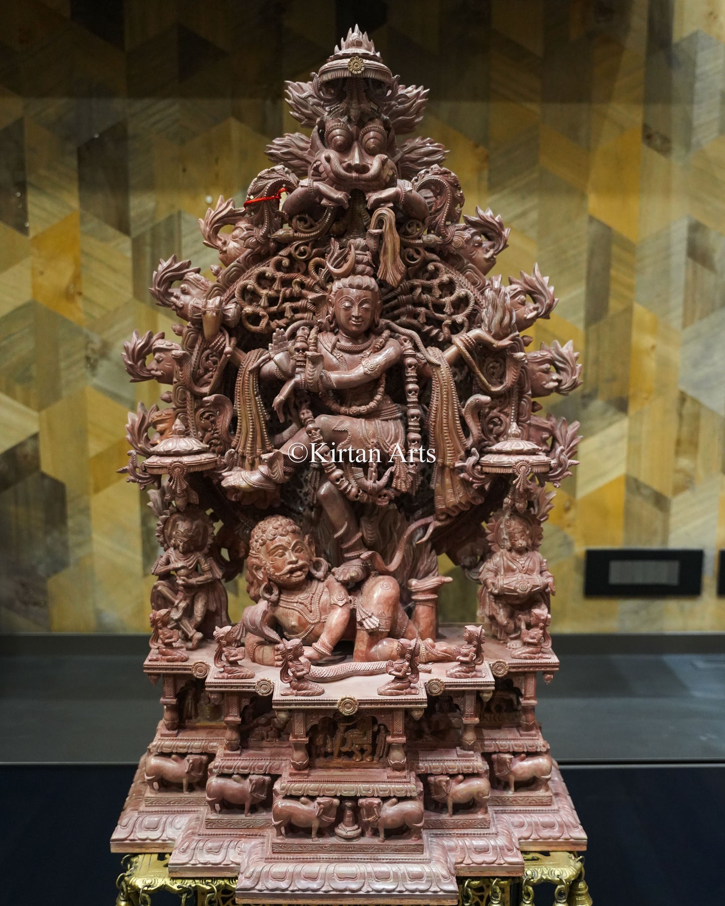 Lord Nataraja Stone Carving Idol | Pink Stone | Odisha Art | 37"