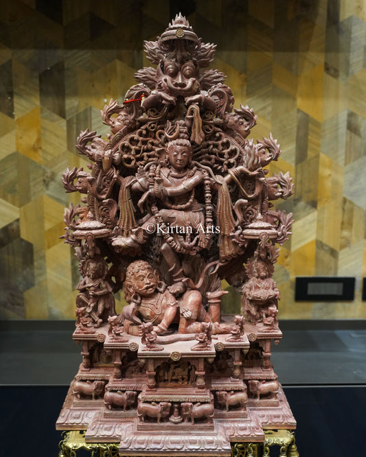 Lord Nataraja Stone Carving Idol | Pink Stone | Odisha Art | 37"
